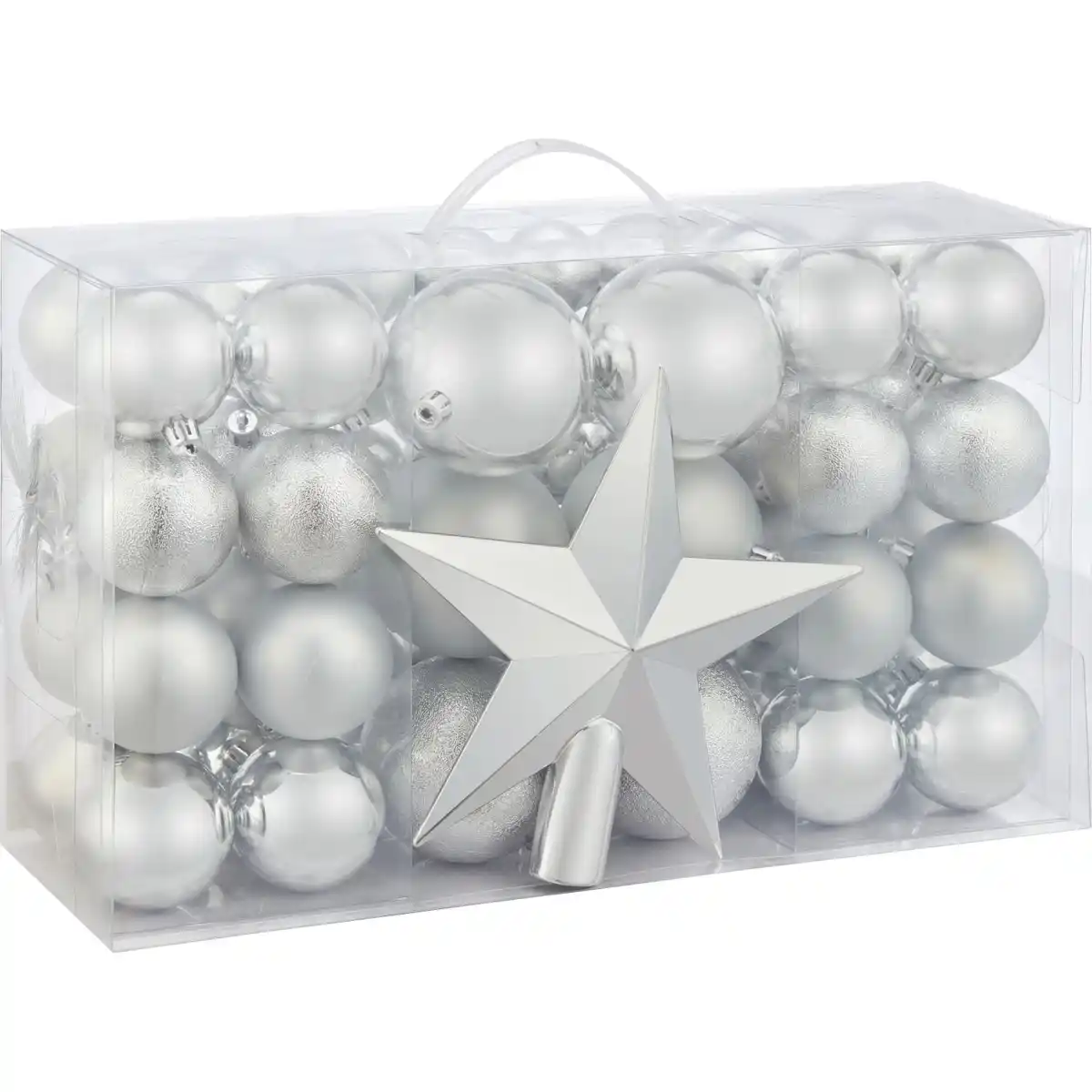 Bild 2 von OBI Weihnachtskugeln 63-Teilig Silber Kunststoff