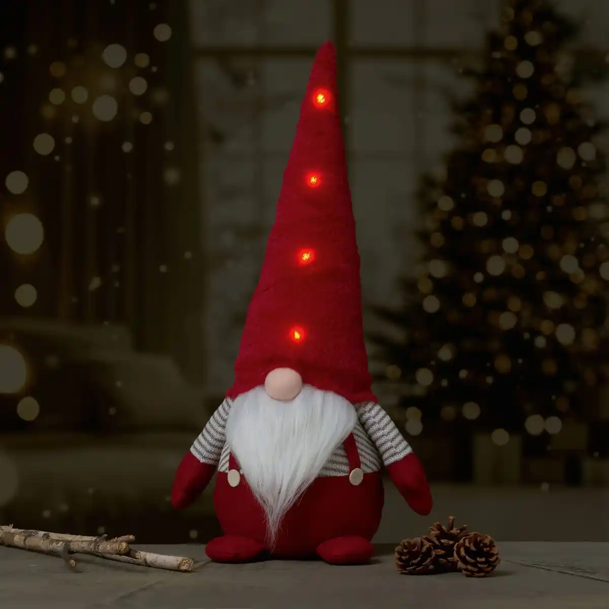 Bild 3 von OBI Weihnachtsdeko Wichtel Rot Beleuchtet Polyestermütze 55 cm