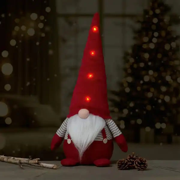 Bild 3 von OBI Weihnachtsdeko Wichtel Rot Beleuchtet Polyestermütze 55 cm