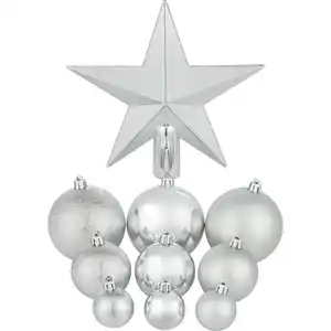 OBI Weihnachtskugeln 63-Teilig Silber Kunststoff