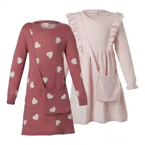 LUPILU® Kinder-Strickkleid mit Tasche, 2-teilig