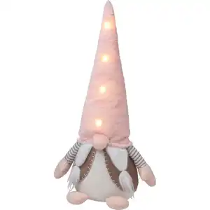 OBI Weihnachtswichtel LED Deko Rosa Stoff 55 cm Beleuchtet