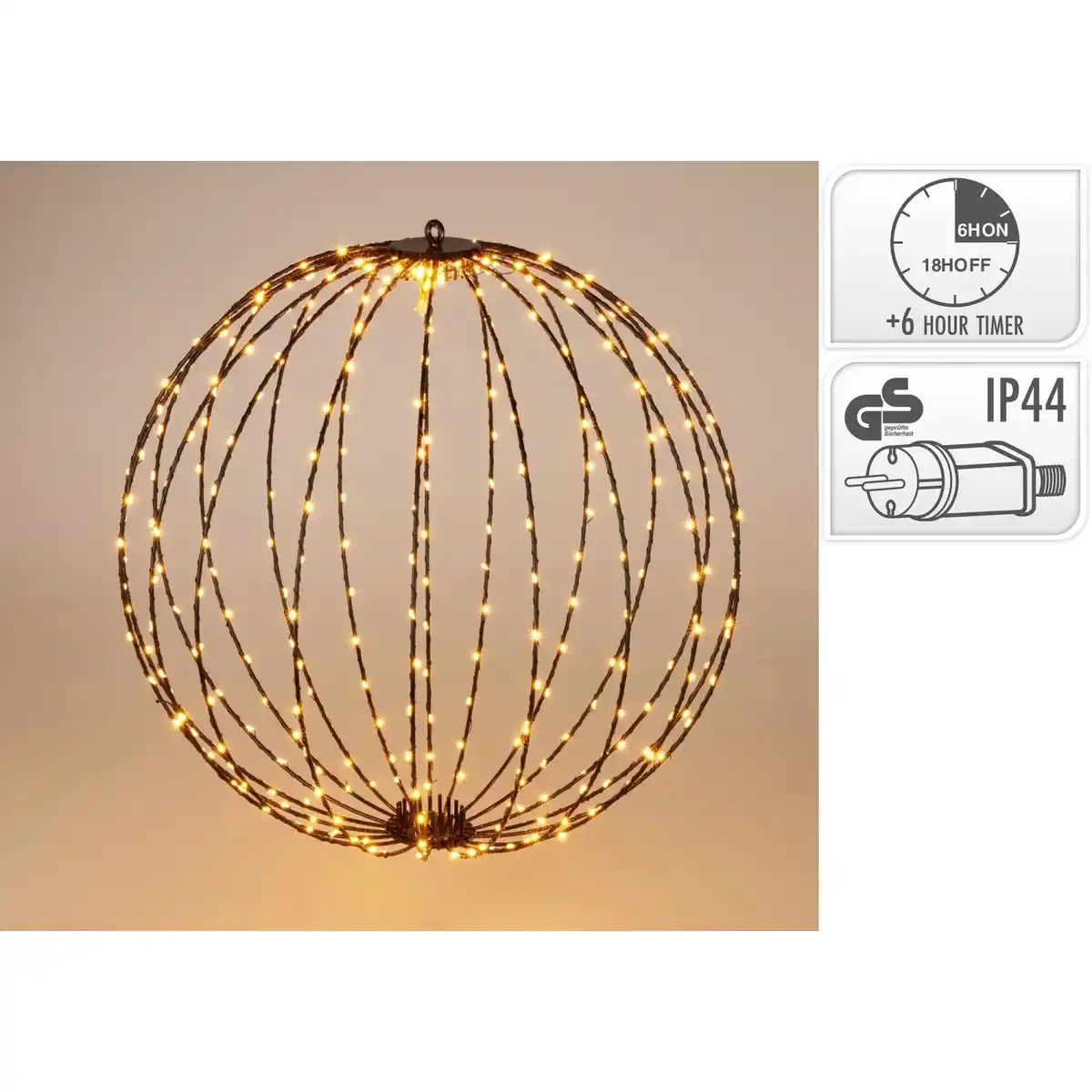 Bild 3 von Metallkugel Faltbar mit 240 warmweißen LEDs Ø 40 cm Schwarz