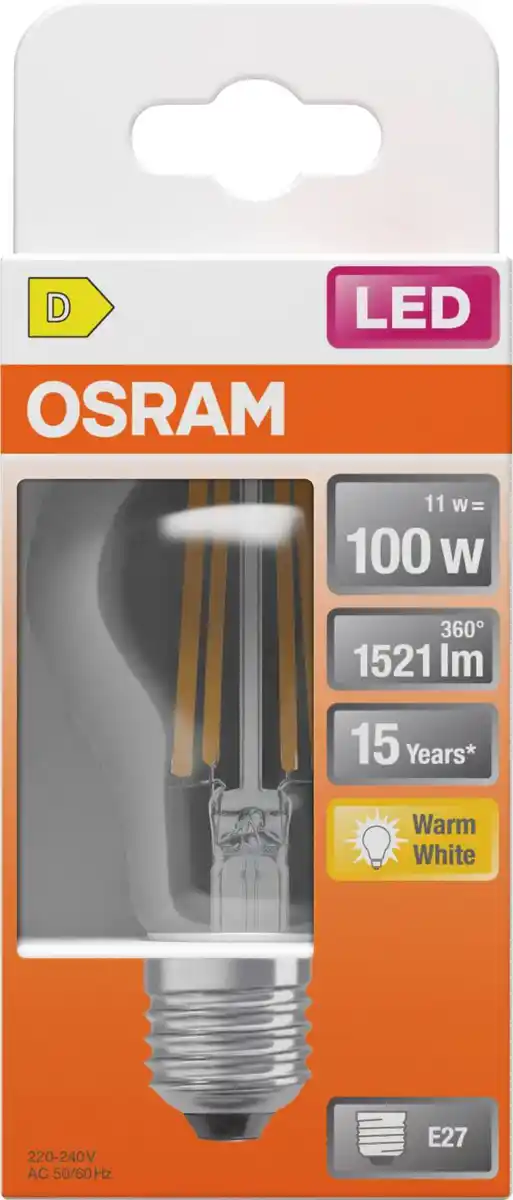 Bild 1 von OSRAM LED-Filament-Birne E27 klar 11 W, 1.521 lm, 2.700 K