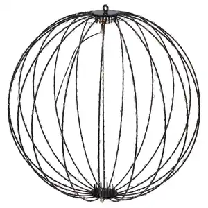 Metallkugel Faltbar mit 240 warmweißen LEDs Ø 40 cm Schwarz