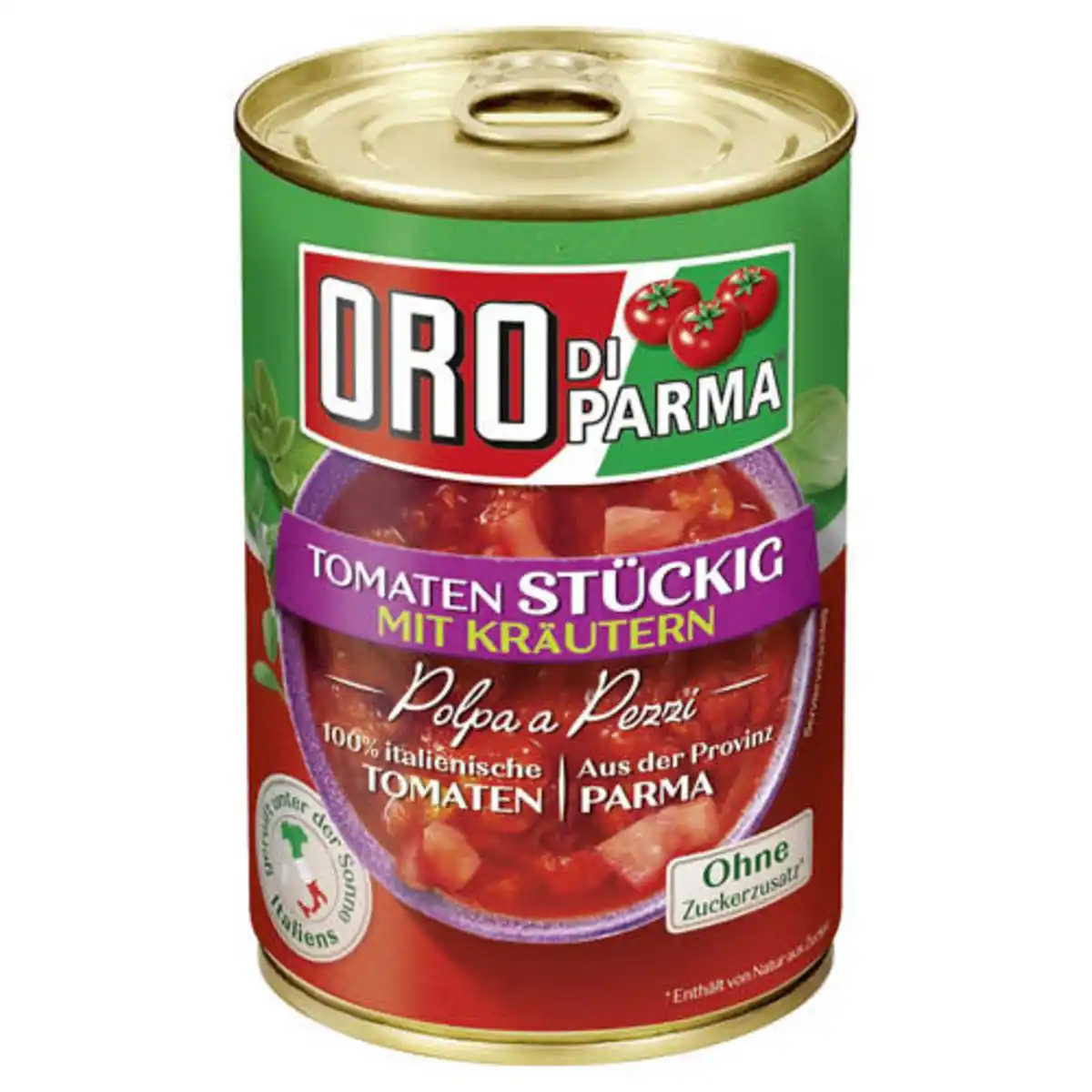 Bild 1 von ORO DI PARMA Tomaten 400 g, 4-fach, stückig Kräuter