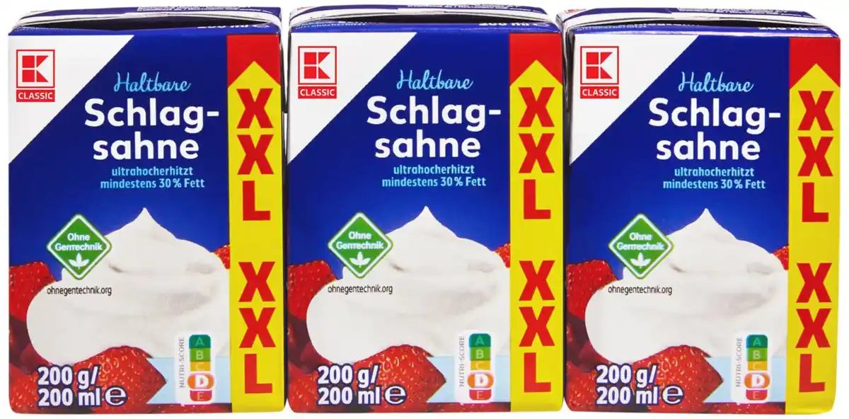 Bild 1 von K-CLASSIC Haltbare Schlagsahne, 3 x 200-g-Großpackg.