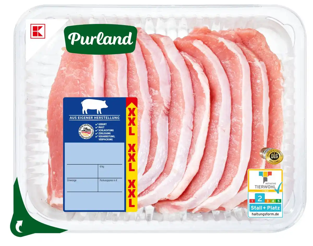 Bild 1 von K-PURLAND Minutensteaks XXL aus dem Schweinelachs, 800-g-Großpackg.