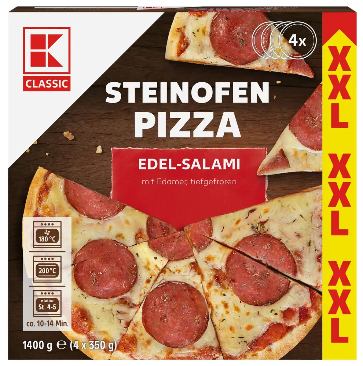 Bild 1 von K-CLASSIC Steinofen-Pizza XXL, 4 St. = 1400-g-Packg.