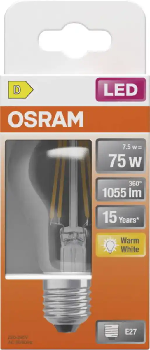 Bild 1 von OSRAM LED-Filament-Birne E27 klar 7,5 W, 1.055 lm, 2.700 K