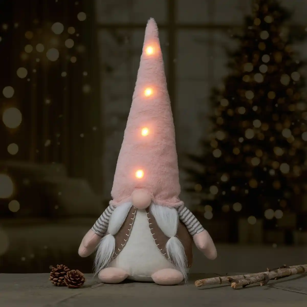Bild 3 von OBI Weihnachtswichtel LED Deko Rosa Stoff 55 cm Beleuchtet