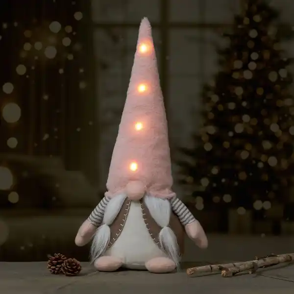 Bild 3 von OBI Weihnachtswichtel LED Deko Rosa Stoff 55 cm Beleuchtet
