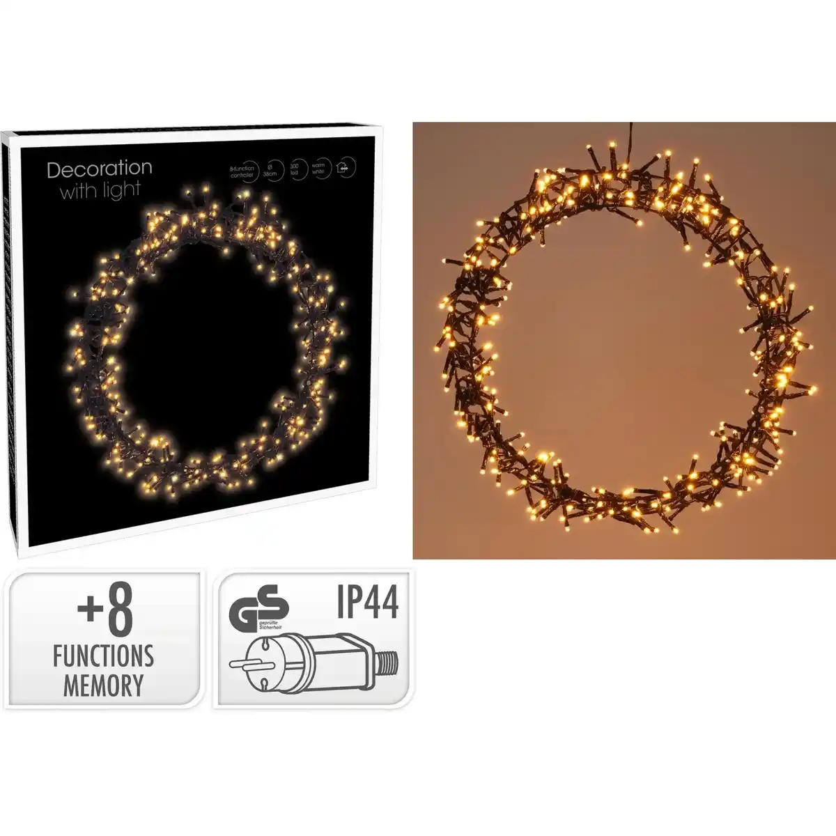 Bild 2 von Deko-Ring mit 300 LEDs Warmweiß Ø 38 cm