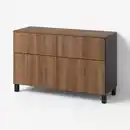 Bild 1 von BESTÅ Aufbewkomb.+Türen/Schubladen, schwarzbraun Lappviken/Stubbarp/braun Nussbaumnachbildung, 120x42x75 cm