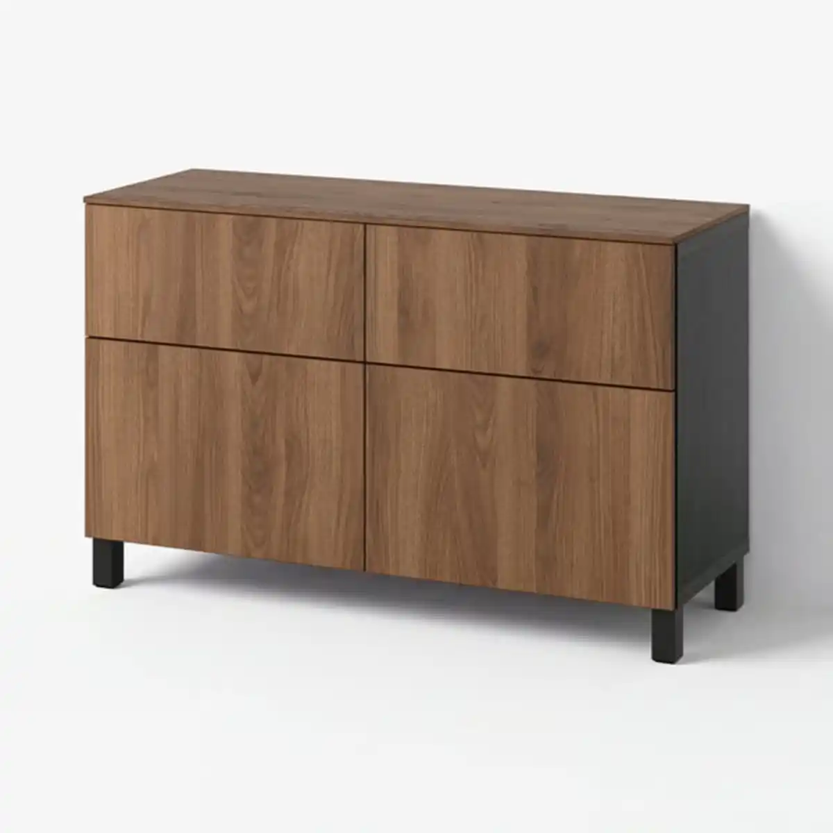 Bild 1 von BESTÅ Aufbewkomb.+Türen/Schubladen, schwarzbraun Lappviken/Stubbarp/braun Nussbaumnachbildung, 120x42x75 cm