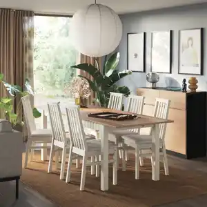 ÅLHULT / ÅLHULT Tisch und 6 Stühle, beige/braun/Kabusa hellbeige beige, 170/220x80 cm