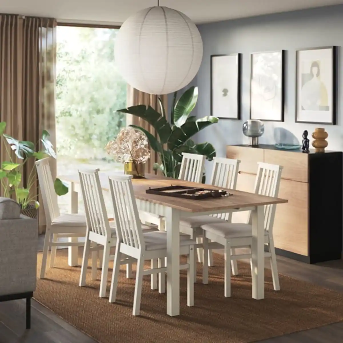 Bild 1 von ÅLHULT / ÅLHULT Tisch und 6 Stühle, beige/braun/Kabusa hellbeige beige, 170/220x80 cm