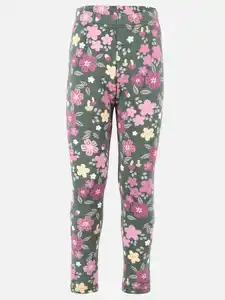 Mädchen Leggings mit Blumenprint Grün