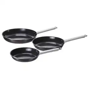GULDÖRING Bratpfannen-Set 3-teilig, Antihaftbeschichtung Edelstahl/schwarzgrau