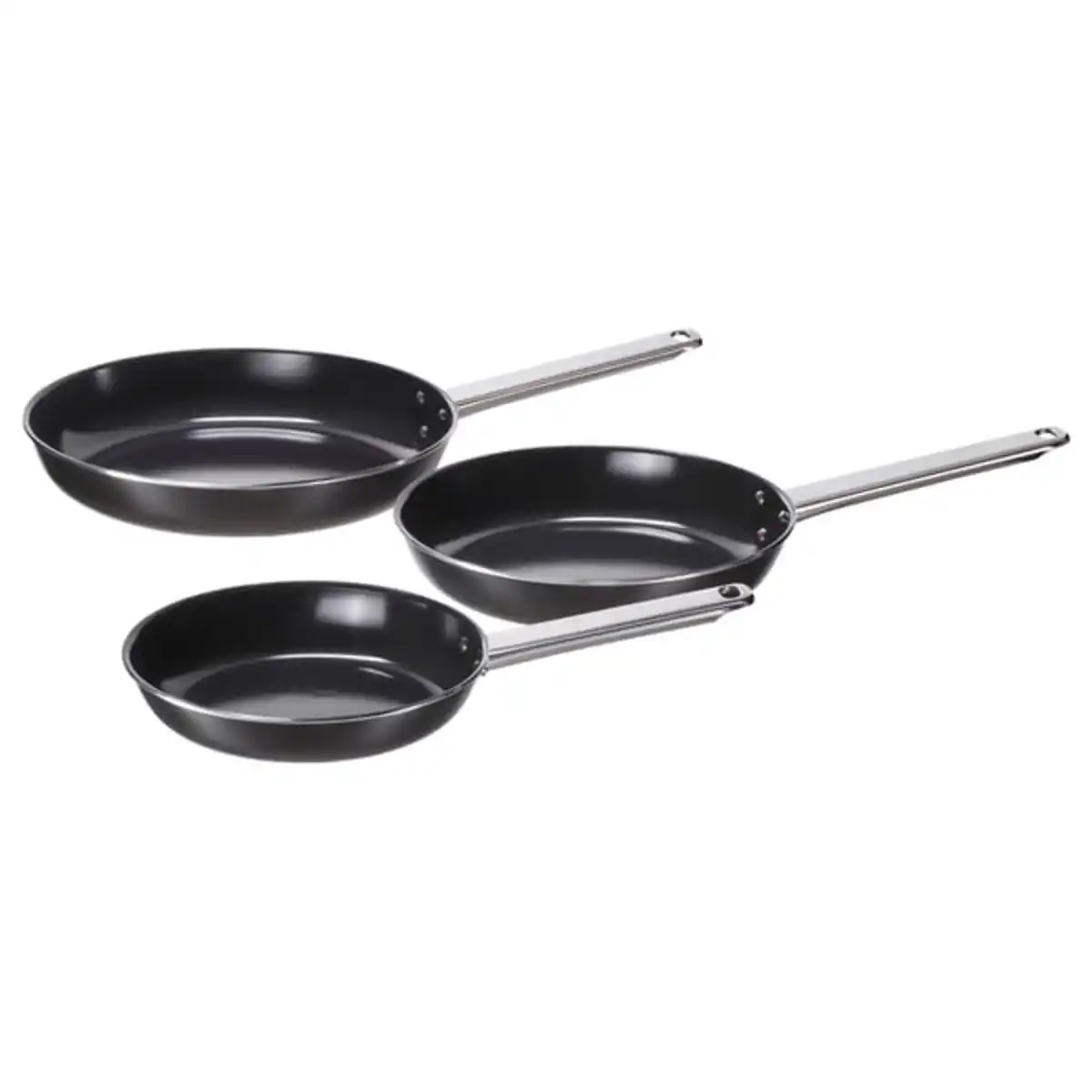 Bild 1 von GULDÖRING Bratpfannen-Set 3-teilig, Antihaftbeschichtung Edelstahl/schwarzgrau