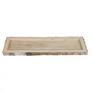 Deko-Holztablett mit Rand aus Baumrinde