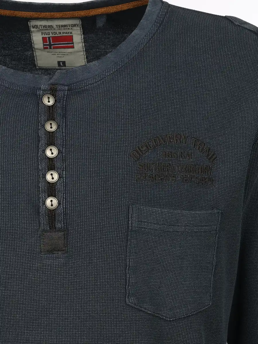 Bild 3 von Herren Henleyhirt mit aufgesetzter Brusttasche Blau