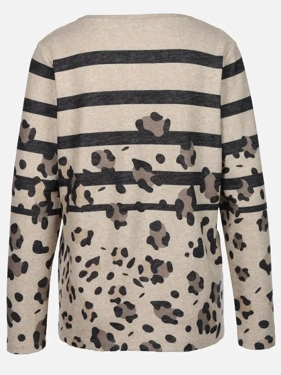 Bild 2 von Damen Flauschshirt mit Print und Glitzersteinchen Beige