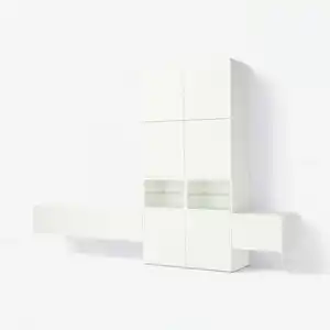 BESTÅ Mediaaufbewahrungskombination, weiß/Lappviken weiß, 360x42x231 cm