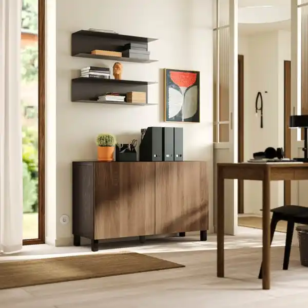 Bild 2 von BESTÅ Aufbewahrung mit Türen, schwarzbraun Lappviken/Stubbarp/braun Nussbaumnachbildung, 120x42x74 cm