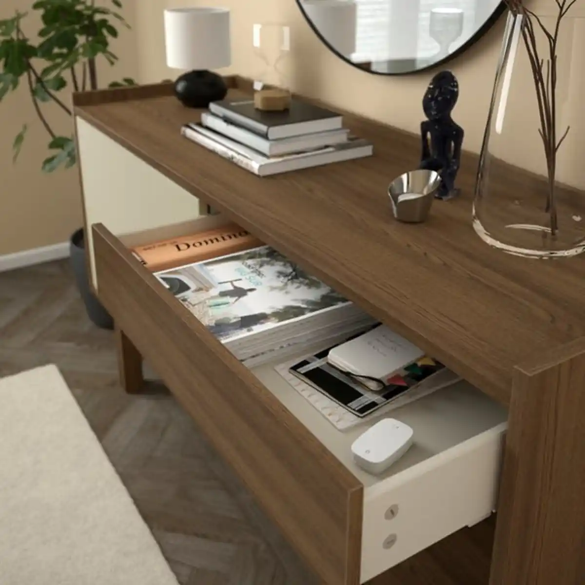 Bild 4 von FÖRSÄLJARE Sideboard, dunkelbeige Holz/hellbeige, 140x46x78 cm
