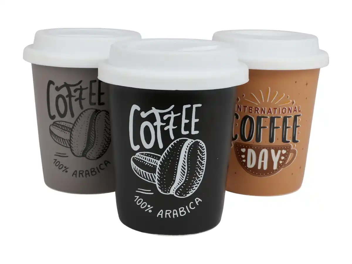 Bild 1 von Keramik-Kaffeebecher 2go mit Silikondeckel