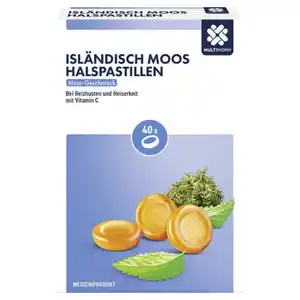 Multinorm Isländisch Moos Halspastillen, Minze