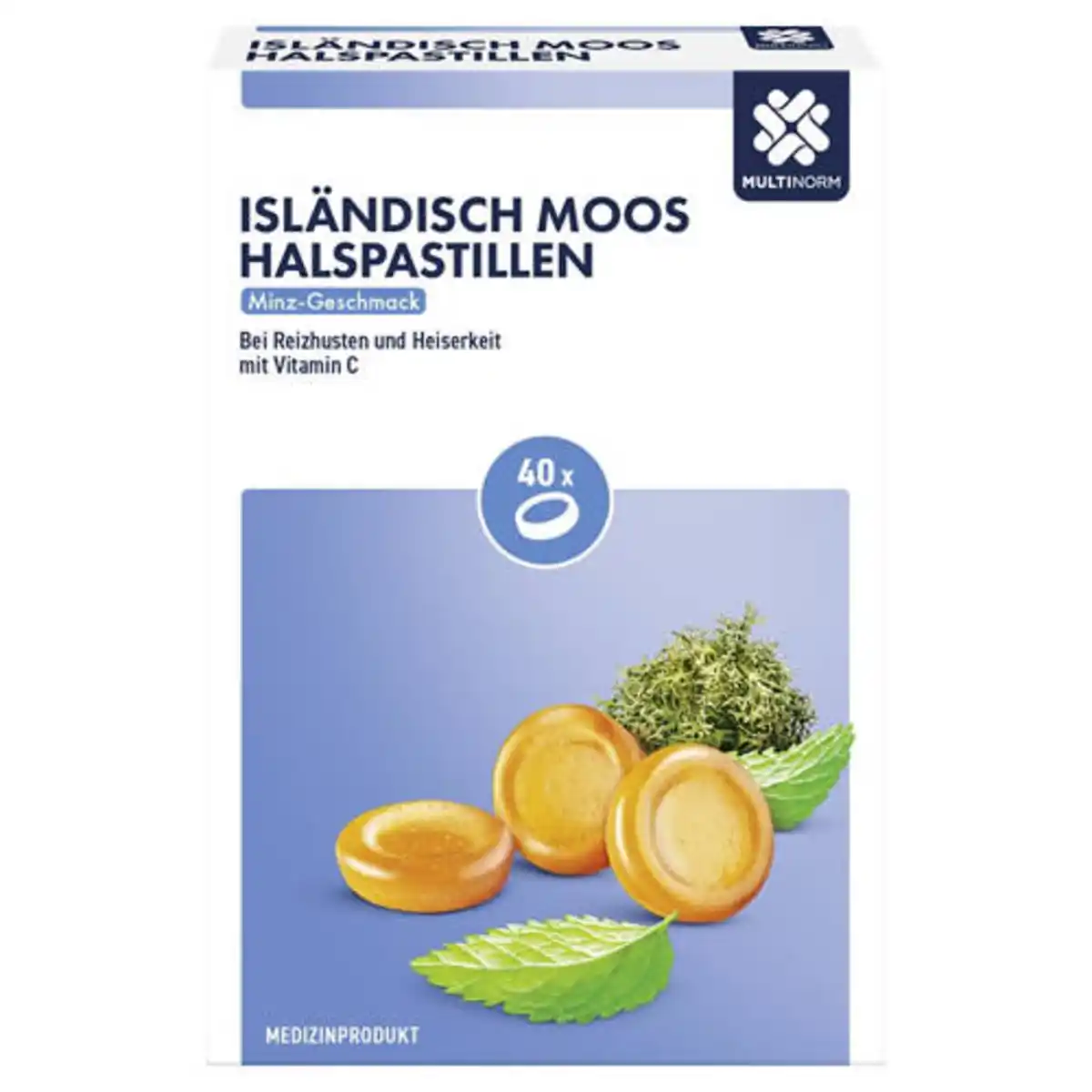 Bild 1 von Multinorm Isländisch Moos Halspastillen, Minze