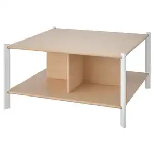 JÄTTESTA Couchtisch, weiß/Bambus hell, 80x80 cm