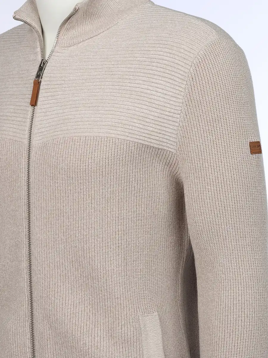 Bild 3 von Herren Strickcardigan mit Reißverschluss Beige