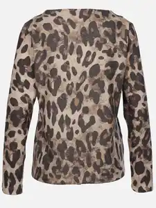 Damen Flauschshirt mit Alloverprint Braun