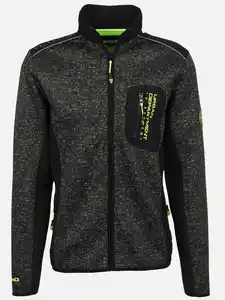 Herren Strickfleecejacke mit vielen Details Schwarz