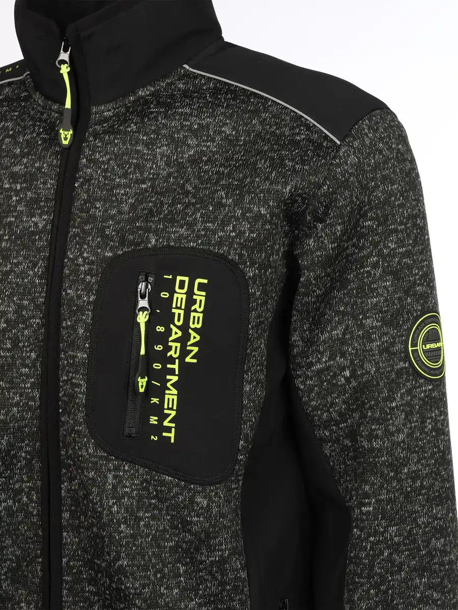 Bild 4 von Herren Strickfleecejacke mit vielen Details Schwarz