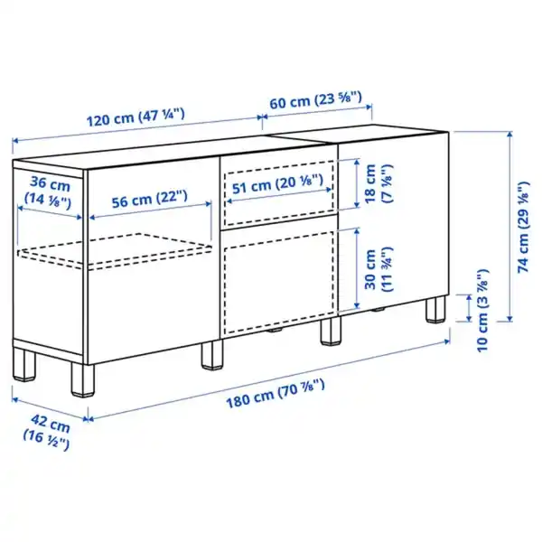 Bild 3 von BESTÅ Aufbewahrung mit Schubladen, schwarzbraun Lappviken/Stubbarp/braun Nussbaumnachbildung, 180x42x74 cm