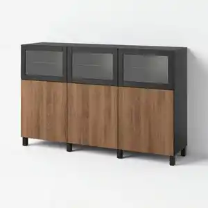 BESTÅ Aufbewahrung mit Türen, schwarzbraun Lappviken/braun Nussbaumnachbildung, 180x42x112 cm