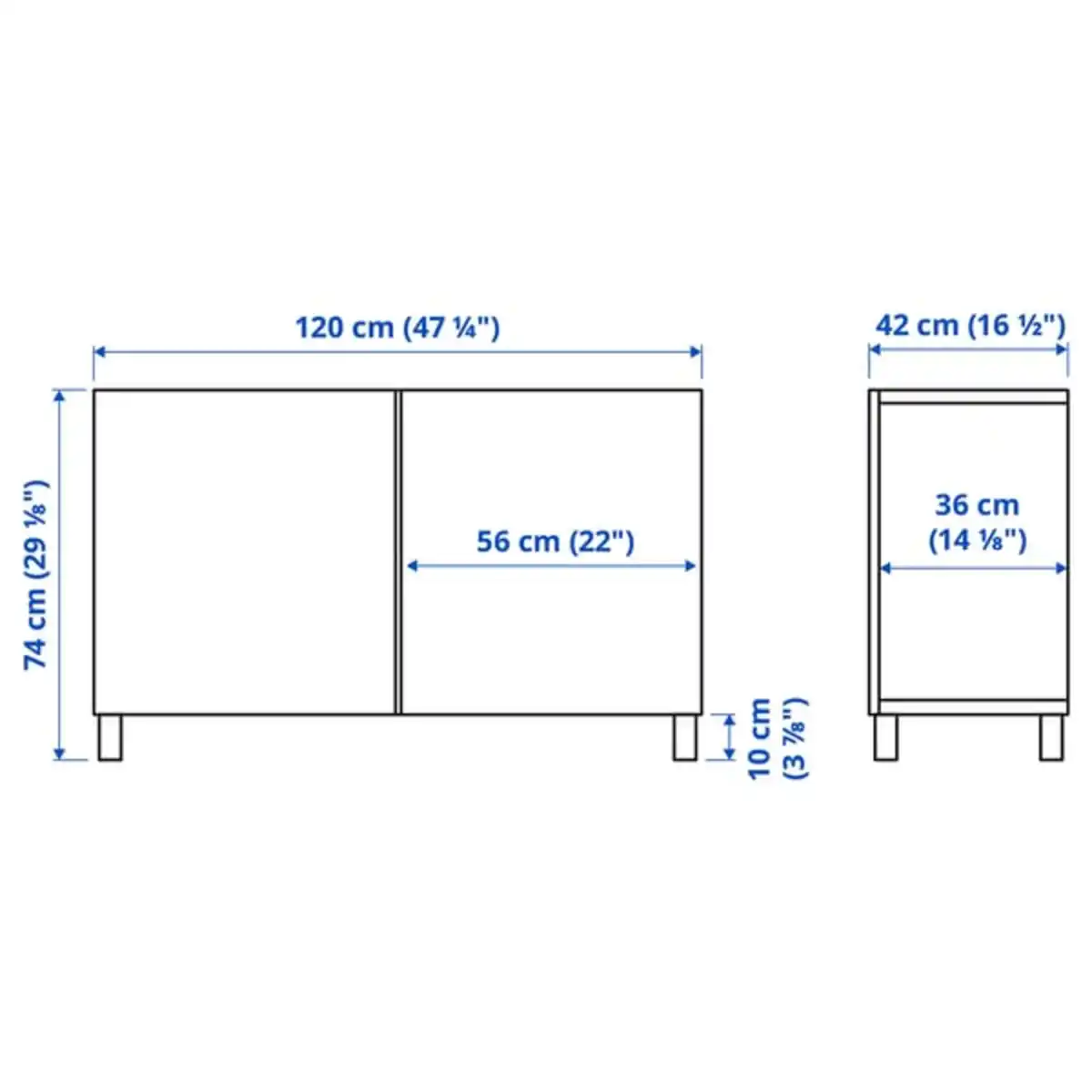 Bild 4 von BESTÅ Aufbewahrung mit Türen, schwarzbraun Lappviken/Stubbarp/braun Nussbaumnachbildung, 120x42x74 cm