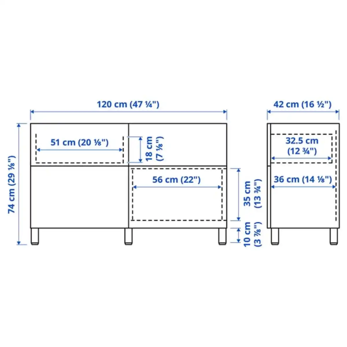 Bild 4 von BESTÅ Aufbewkomb.+Türen/Schubladen, schwarzbraun Lappviken/Stubbarp/braun Nussbaumnachbildung, 120x42x75 cm