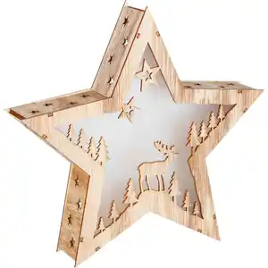 LED-Holzstern mit Weihnachtskulisse