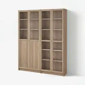 BILLY / OXBERG Bücherregal mit Paneel-/Vitrtüren, Eichenachbildung/Klarglas, 160x30x202 cm