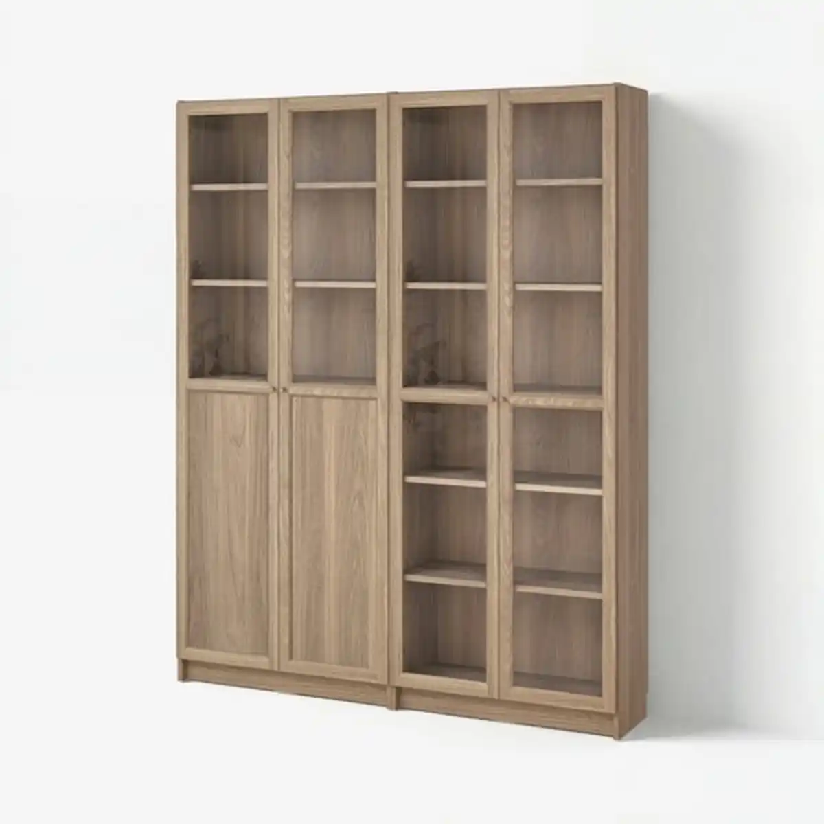 Bild 1 von BILLY / OXBERG Bücherregal mit Paneel-/Vitrtüren, Eichenachbildung/Klarglas, 160x30x202 cm