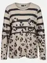 Bild 1 von Damen Flauschshirt mit Print und Glitzersteinchen Beige