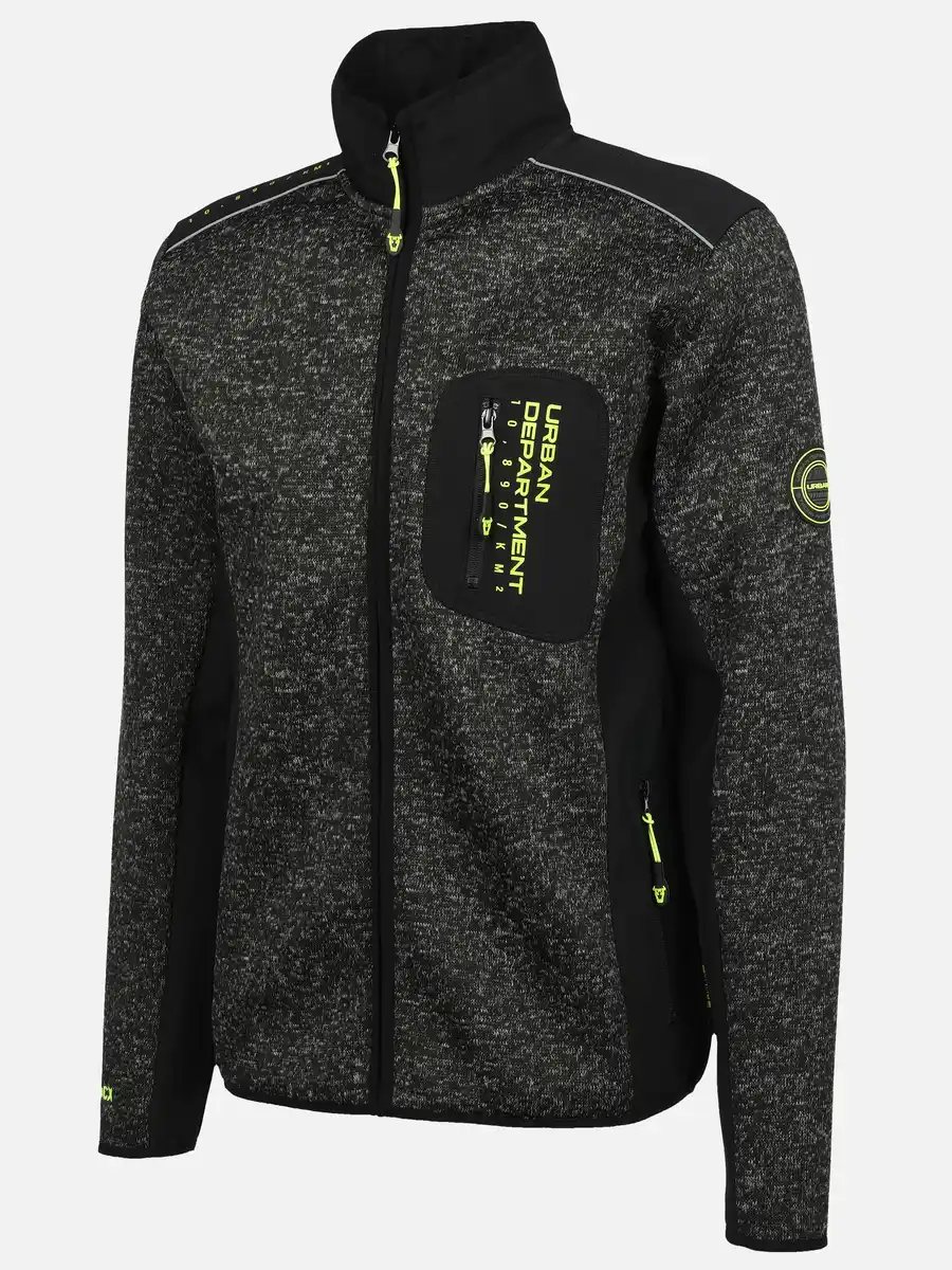 Bild 3 von Herren Strickfleecejacke mit vielen Details Schwarz
