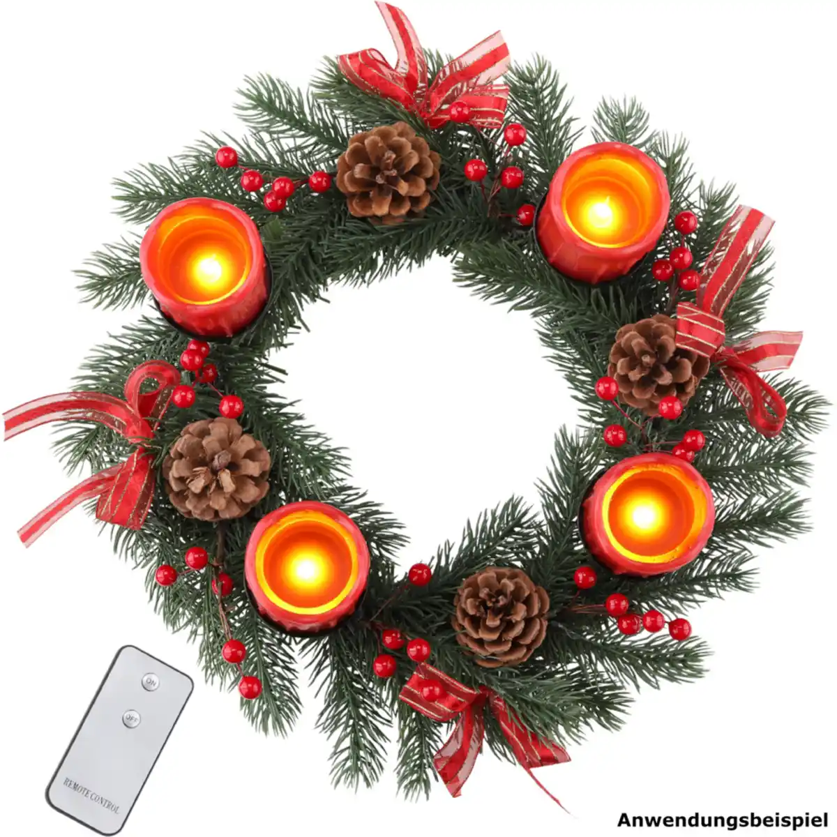 Bild 1 von Adventskranz mit 4 LED-Echtwachskerzen