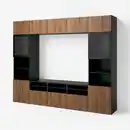 Bild 1 von BESTÅ TV-Komb. mit Vitrinentüren, schwarzbraun Lappviken/braun Nussbaumnachbildung, 300x42x231 cm
