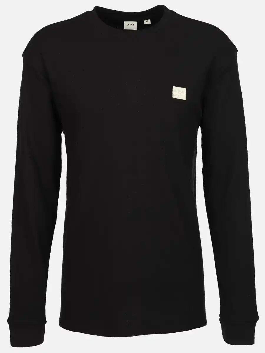 Bild 1 von Herren Longsleeve mit Struktur Schwarz